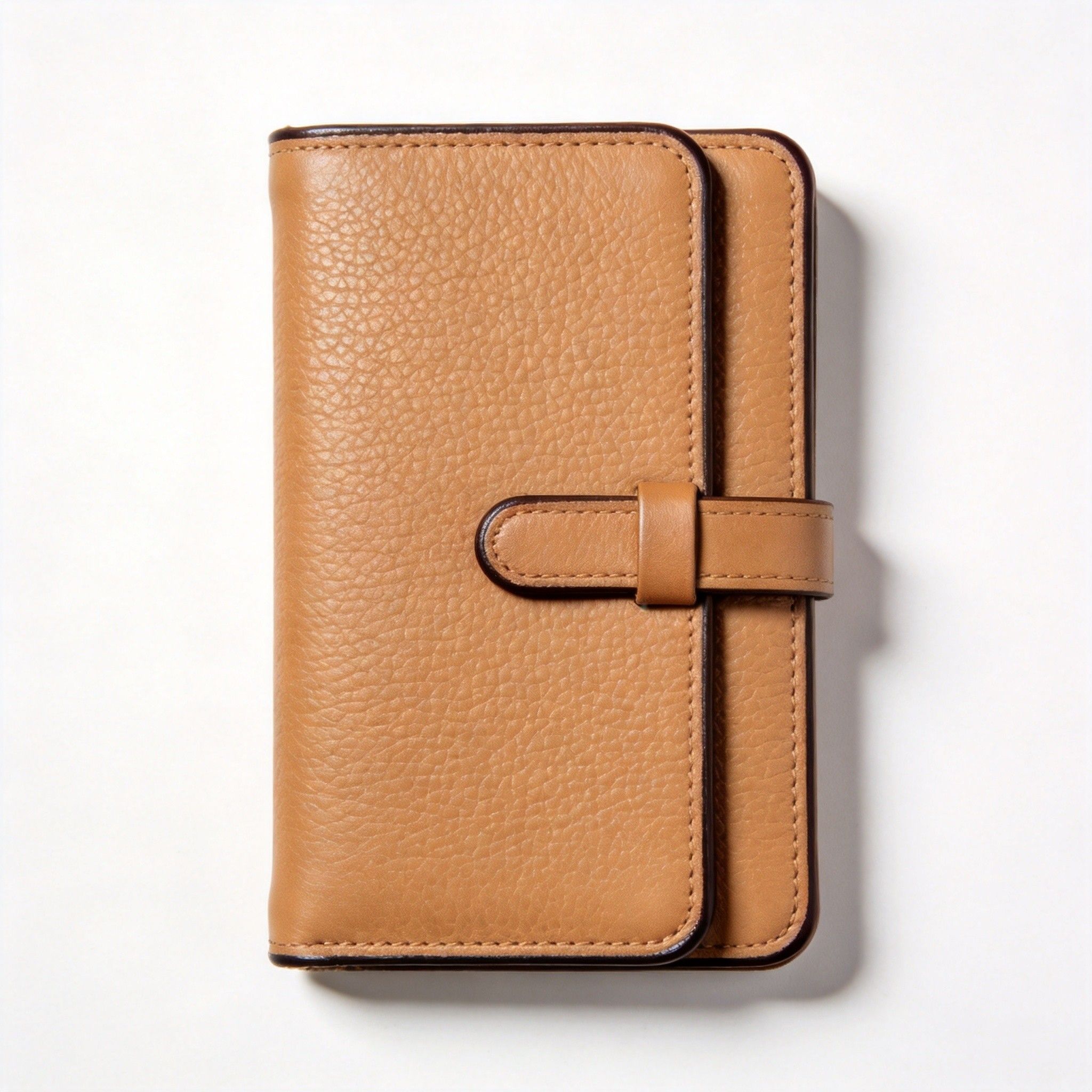 Camel Full-Grain Leather Passport Holder