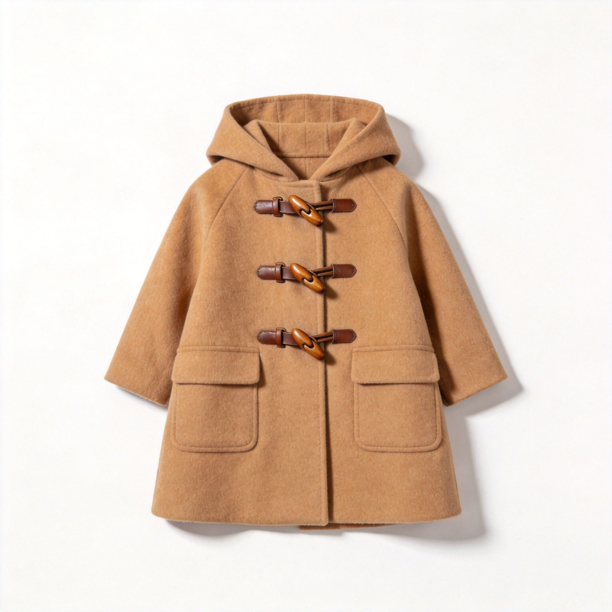 Kids Camel Wool-Blend Duffle Coat