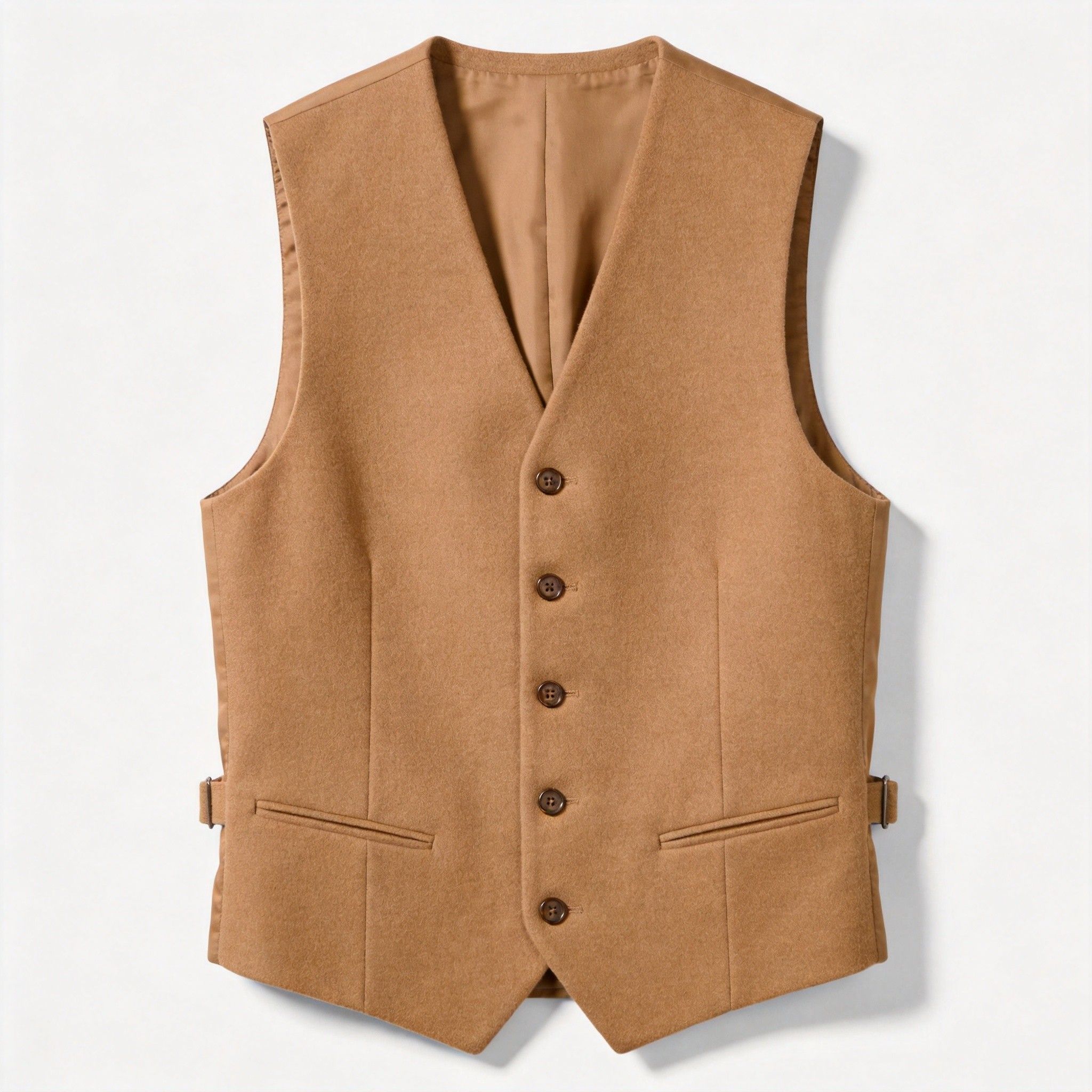 Men's Camel Wool-Blend Waistcoat